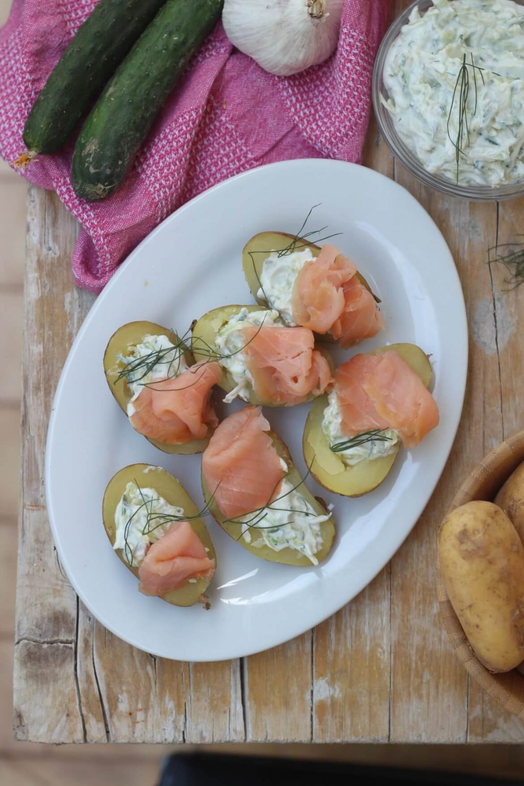 Barchette di patate cremoso con salmone affumicato ...