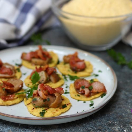 Crostini Grigliati Di Polenta Con Funghi E Pancetta - Cibo Che Passione